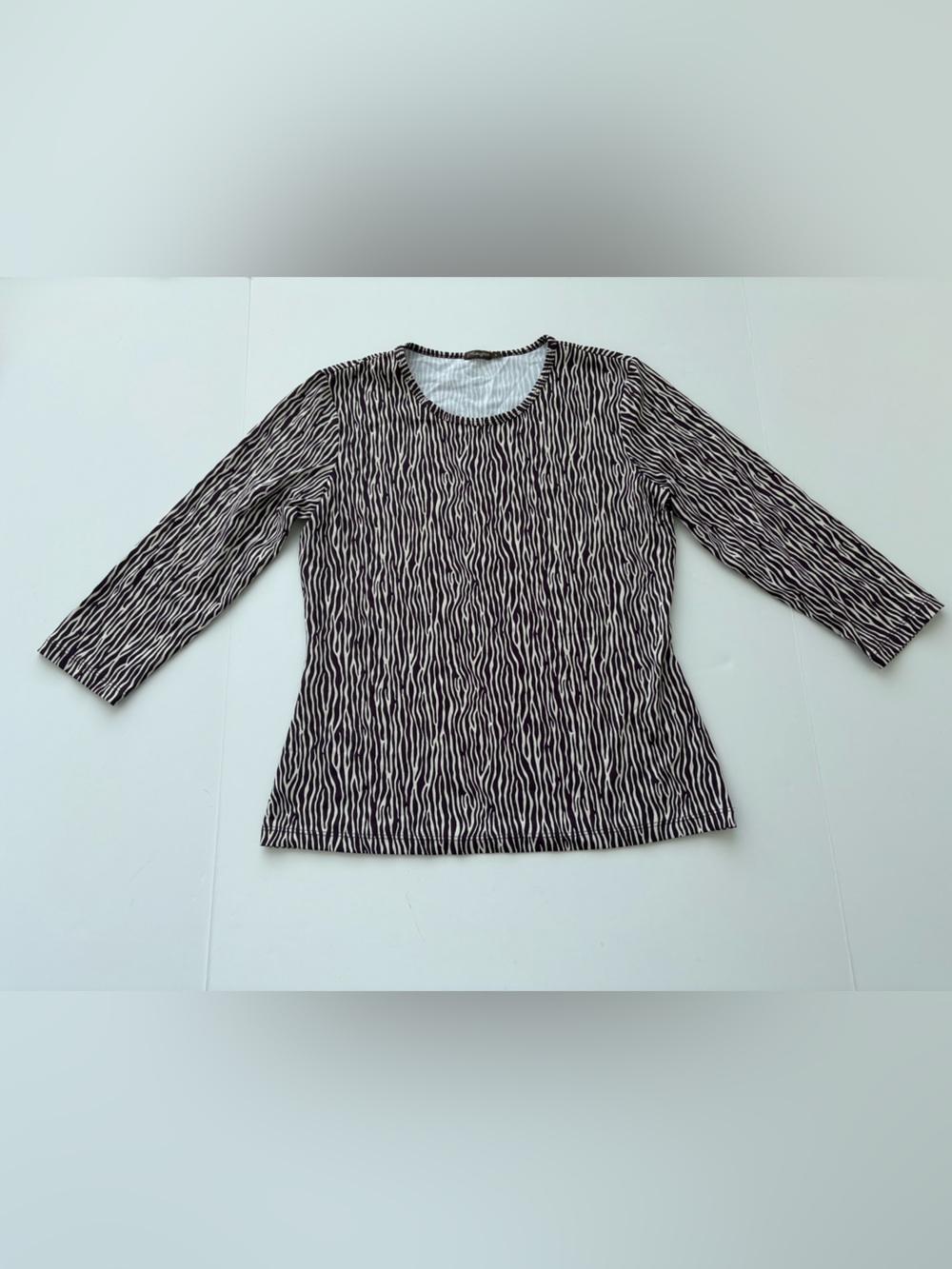 J.McLaughlin Catalina Cloth Zebra Print 3/4 Sleeve Top Brown Ivory Size S - Picture 4 of 9
